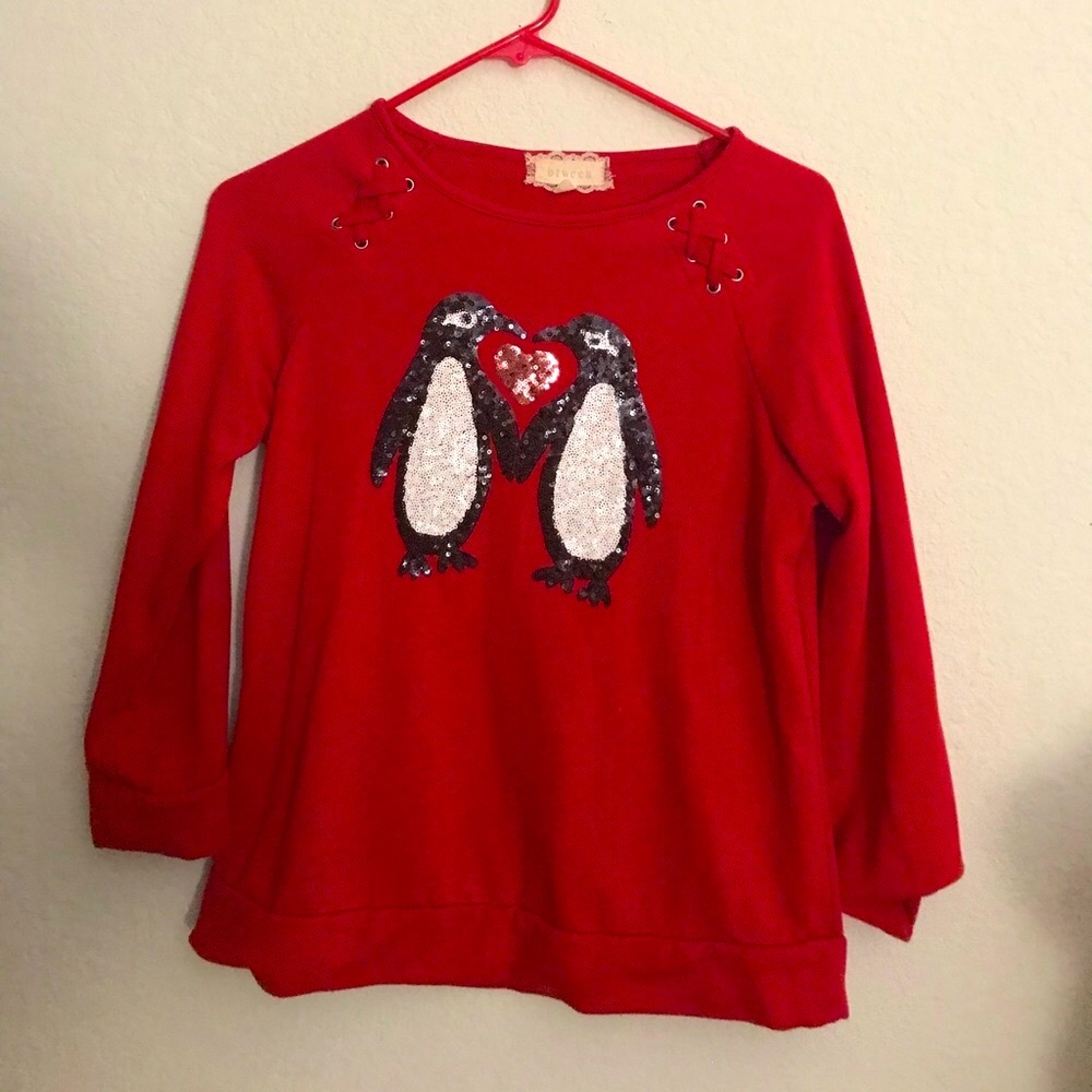 Red penguin love sweatshirt